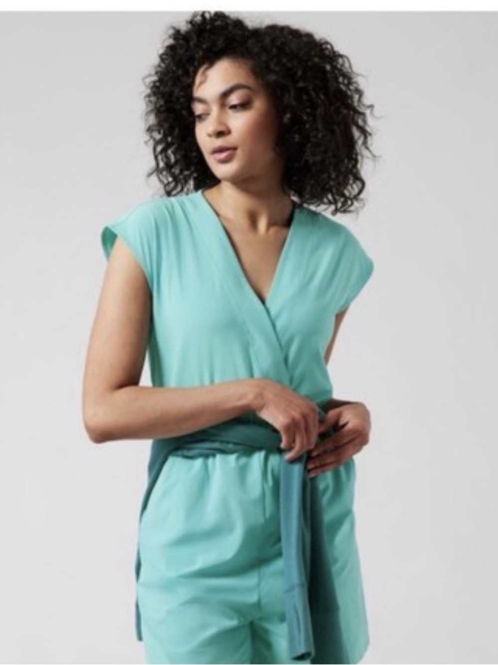 Athleta Marlow Romper in Gulf Green